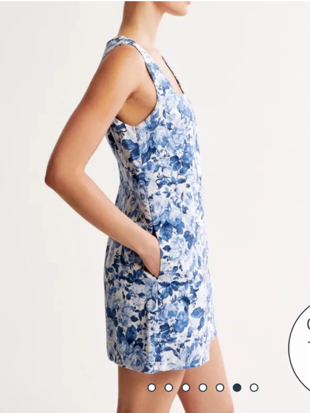Abercrombie & Fitch Blue and White Floral Linen Dress